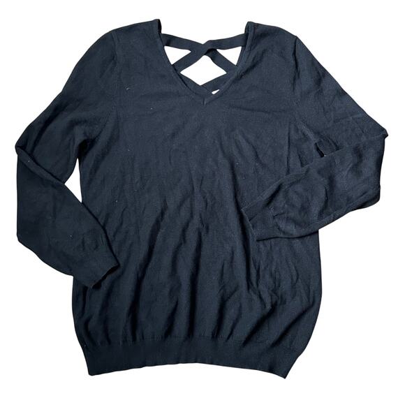 Love Ellie Sweaters - Love Ellie Mia Back Detail Pullover Sweater in Black Size XL